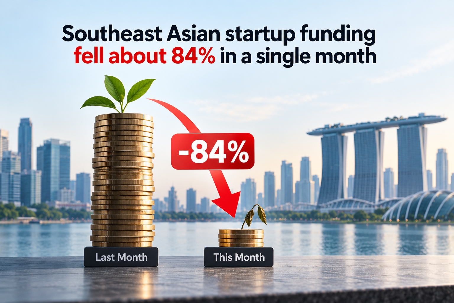 Southeast Asian startup funding fell about 84% in a single month