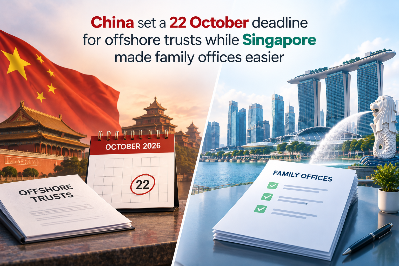 China set a 22 October deadline for offshore trusts while Singapore made family offices easier