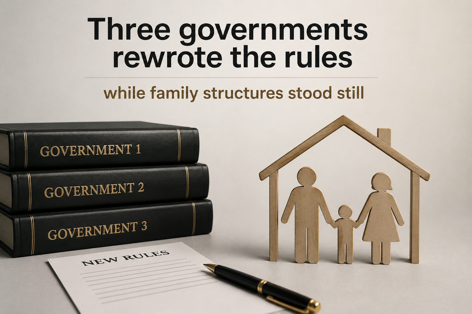 Three governments rewrote the rules while family structures stood still